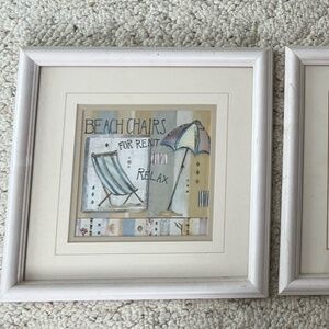 Nautical Beach Theme Prints Framed set of 3